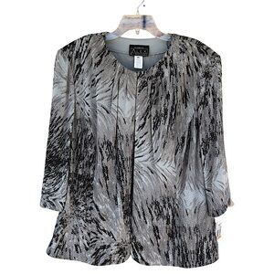 Alex Evenings Made In USA 2 Pieces Set Stretchy Glitter Printed 3/4 Sleeve 3X